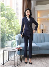 女式三?？蹢l紋西裝藏藍(lán)色