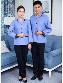 保潔服領口黑杠 藍色
