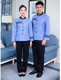保潔服三杠 藍色