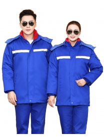 39、D007 艷藍(lán) 中石化線卡防靜電羽絨服2色 外皮雙層