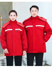 30、D013 大紅 滌棉紗卡 可拆卸反光棉衣